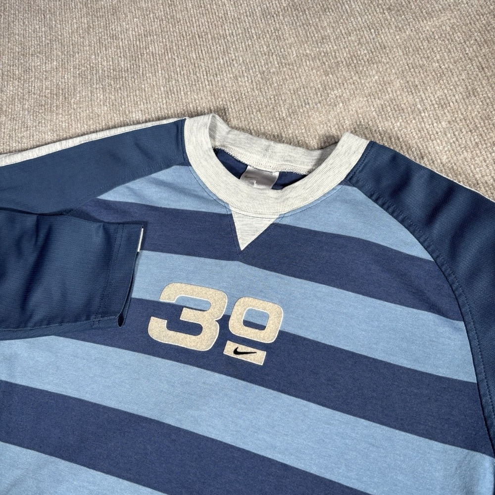 Vintage Nike 30 Shirt Youth Boys XL Blue Striped Long Sleeve Skater Athletic Y2K